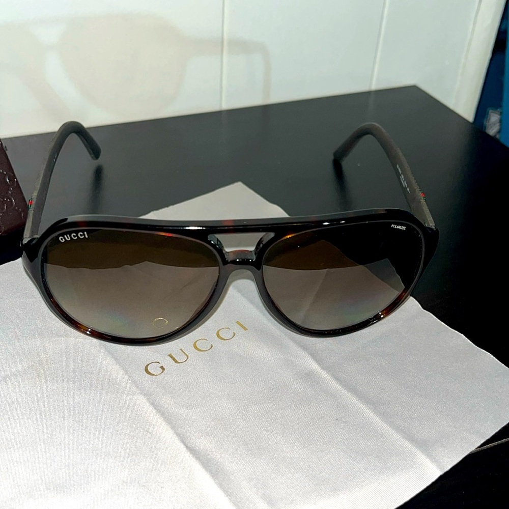 Acetate Polarized Web Aviator Sunglasses GG 1065/ S Tortoise